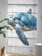 Sheer Curtains 84 Inches Long, Sea Turtle Blue Semi Sheer Curtains Light - Image 4