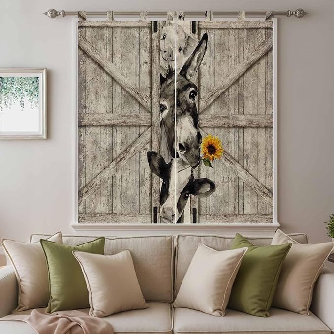 Funny Farm Animals Bedroom Curtains 72 Inch Length, Window Curtains Tab Top - Image 9