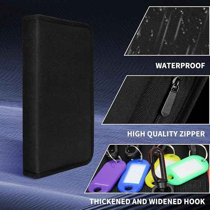Portable Zippered Key Case, Organizer Waterproof Key Binder