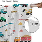 Construction Window Curtains, Kids Cartoon Construction Machines Building Hand - Image 6