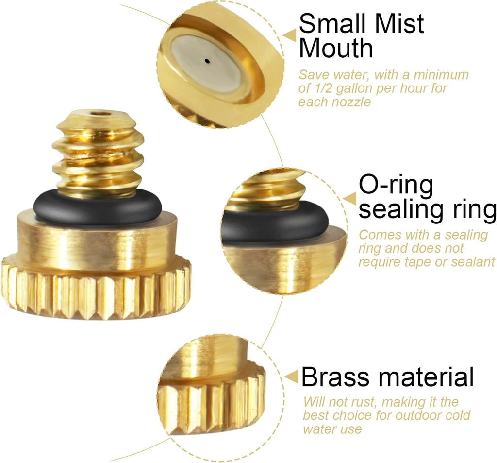 KUWAN 0.016" Orifice (0.4mm) Thread UNC 10/24 Brass Misting Nozzles