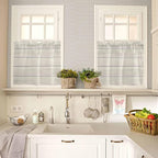 Vintage Country Wooden Board Window Valance Curtains, Gradient Wood Grain Line - Image 3