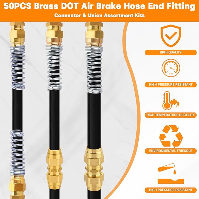 32PCS Brass DOT Air Brake Hose End Fitting Kit - Image 5