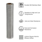PATIKIL 40"L x 16"W Woven Wire Mesh, 12 Mesh 304 Stainless Steel Air Vent - Image 3