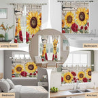 Red Yellow Sunflowers Kitchen Curtains 36 Inch Length, Small Window Curtains - Image 7