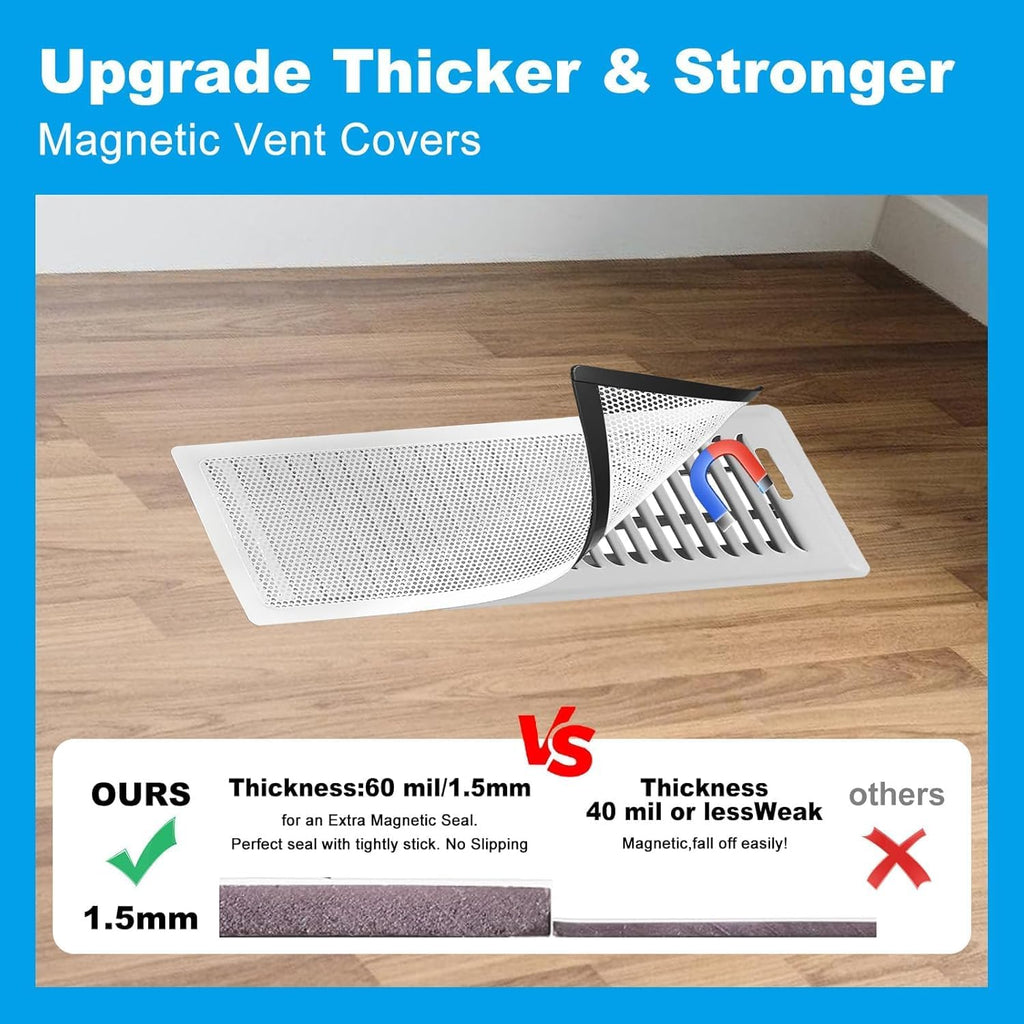 4 PCS White Magnetic Vent Covers - 4x10 Magnetic Air Vent Screen