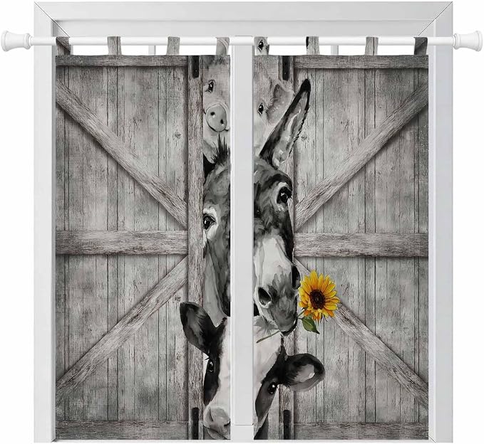 Funny Farm Animals Living Room Curtains 84 Inch Length, Window Curtains Tab Top by Unknown