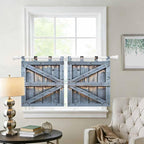 Farmhouse Wood Grain Kitchen Curtains 24 Inch Length, Small Window Curtains Tab - Image 2