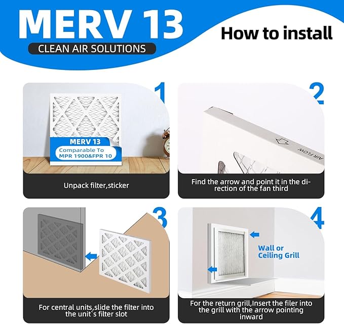14x25x1 Air Filters, MPR 1900 & FPR 10, MERV 13 Pleated Air Filter - Image 4