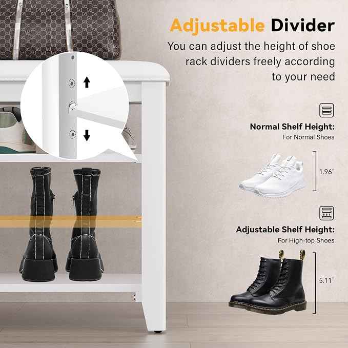 Shoe Bench Storage Rubberwood