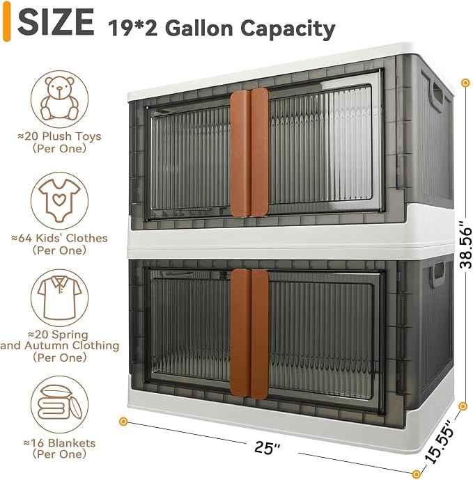 Storage Bins, Cabinet with Lids, Extra Large Useful Box, 19 Gallons Capacity