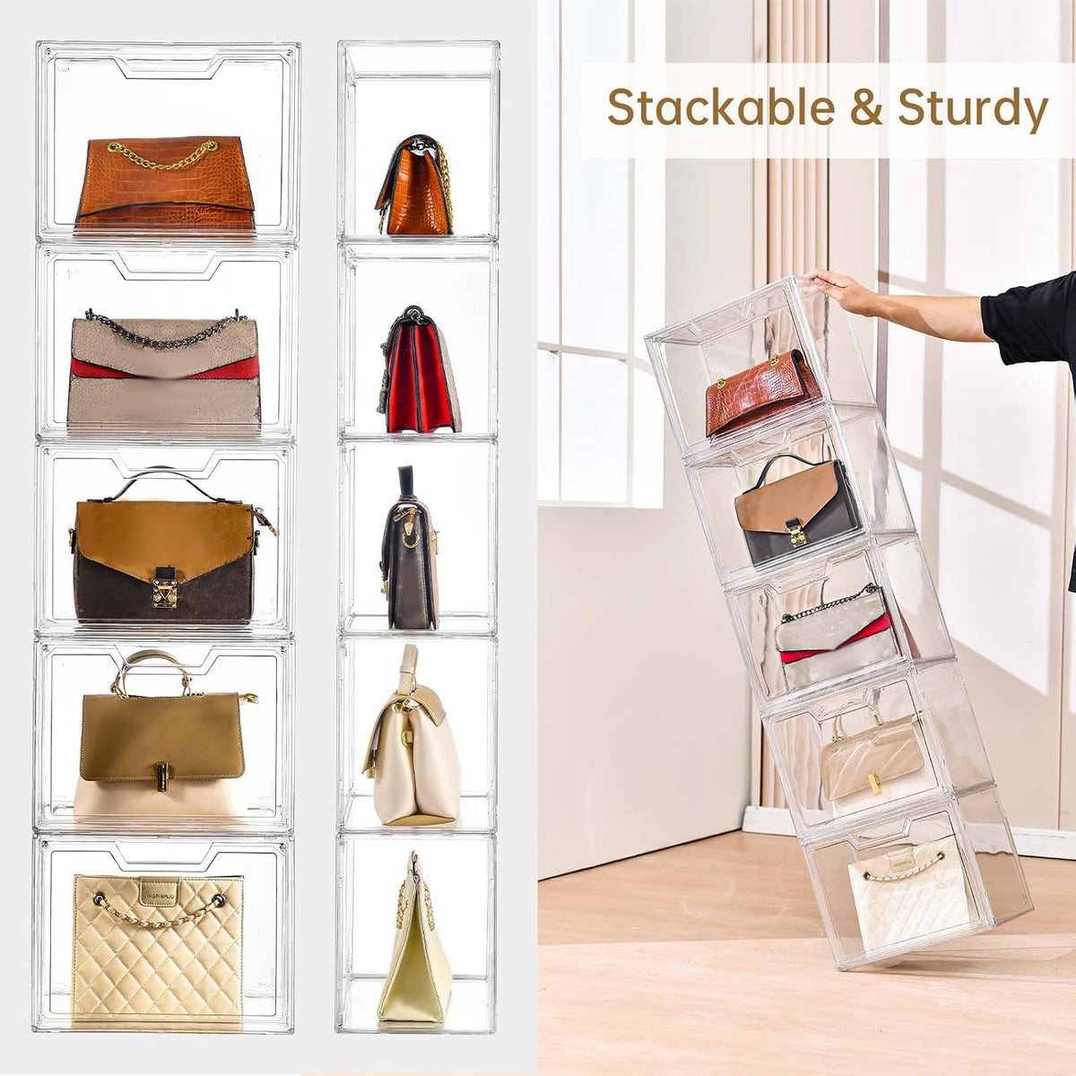 3 Pack Clear Storage Organizers with Lids, Storage Containers with