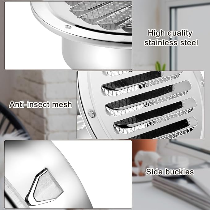 Zonon 24 Pcs Stainless Steel Soffit Vents 4 Inch Round Dryer Vent Cover - Image 4