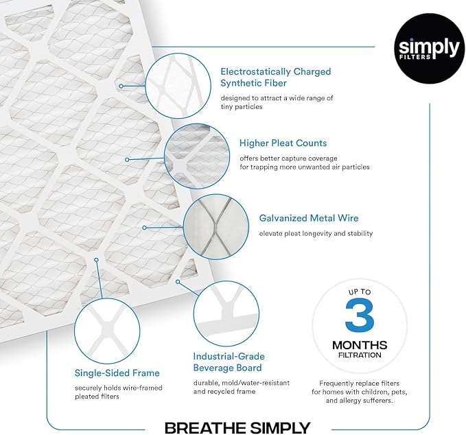 Simply 16x25x1 Air Filter, MERV 8, 6 Pack, - Image 3