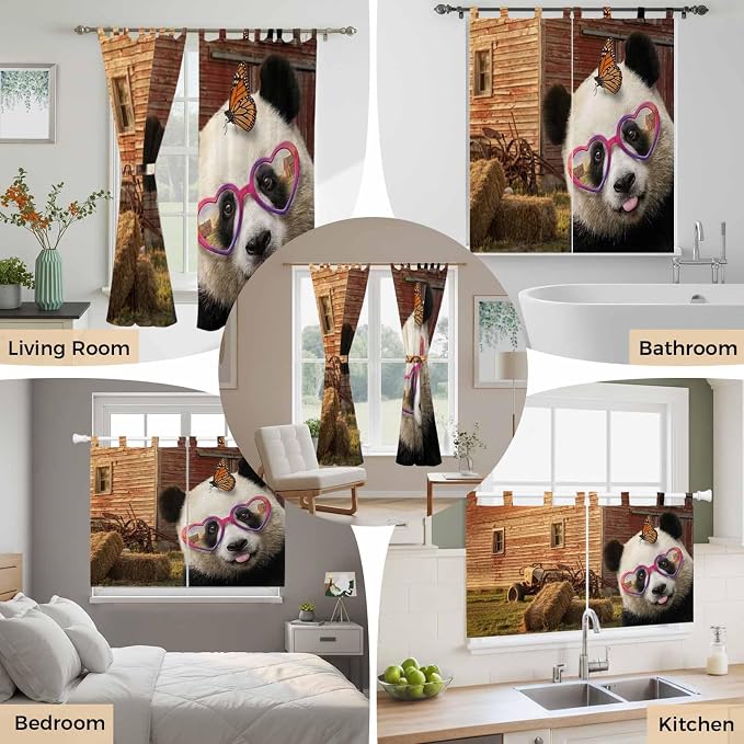 Farm Panda Bedroom Curtains 72 Inch Length, Window Curtains Tab Top, Farmhouse - Image 7