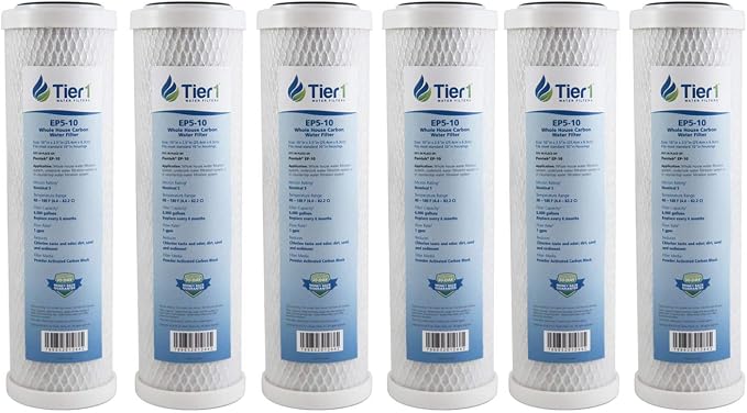 Tier1 5 Micron 10 Inch x 2.5 Inch | 6-Pack Whole House Carbon Block Water by Tier1