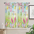 Easter Bedroom Curtains 63 Inches length, Spring Bunny Colorful Rabbit Eggs - Image 2
