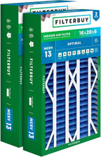 Filterbuy 16x28x6 Air Filter MERV 13 Optimal Smoke & Allergy Defense, Pleated by Filterbuy