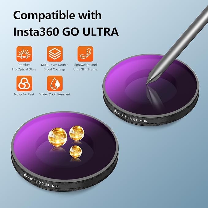 AMAZEAR ND/PL Filters Set for Insta360 GO Ultra Accessories, Insta 360 Go-Ultra - Image 5