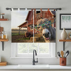 Farm Donkeys Bedroom Curtains 63 Inch Length, Window Curtains Tab Top, - Image 3