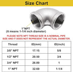 1Pc 304 Stainless Steel 90 Degree Elbow 1" NPT Female x 1" NPT Female Threaded - Image 2