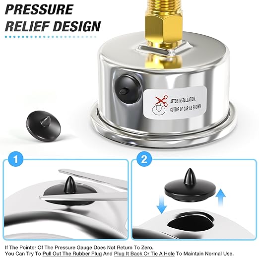 MEANLIN MEASURE 0~160Psi Dry Pressure Gauge Stainless Steel 1/4" NPT 2" FACE - Image 6