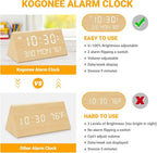 Kogonee Wooden Digital Alarm Clock, 0-100% Dimmer, 2 Alarm Settings, - Image 9