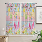 Colorful Easter Bedroom Curtains 63 Inches length, Spring Watercolor Bunny Egg - Image 2