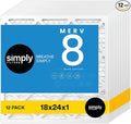 Simply 18x24x1 Air Filter, MERV 8, 12 Pack, by SimplyFilters