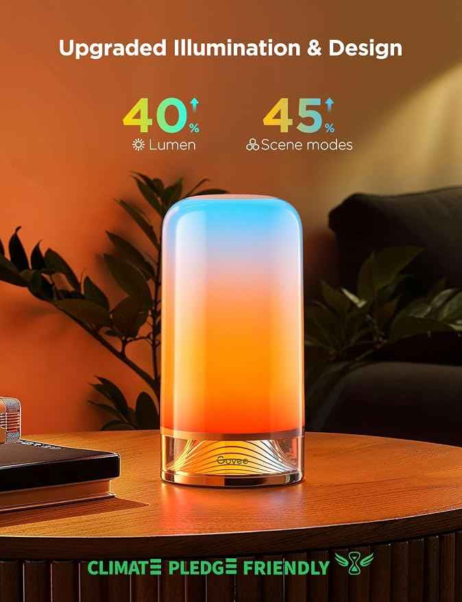 Govee RGBIC Smart Table Lamp 2, Touch Bedside Small Table Lamp Matter, Alexa