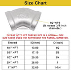 45 Degree Elbow 2PCS, 1/2" NPT Female x 1/2" NPT Female 304 Stainless Steel - Image 2