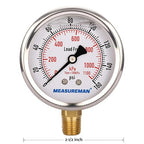 MEASUREMAN Lead-Free Pressure Gauge, 2-1/2inch Dial, Glycerin Filled, - Image 5
