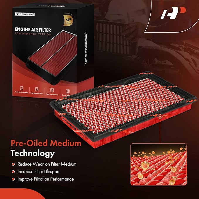 A-Premium High-performance, Pre-oiled Engine Air Filter Compatible - Image 5