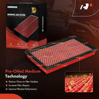 A-Premium High-performance, Pre-oiled Engine Air Filter Compatible - Image 5