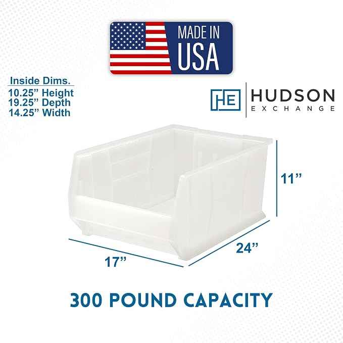 Hudson Exchange 24x17x11" Jumbo Plastic Stackable Storage Bin and Hanging