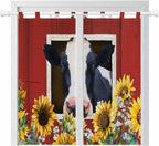 Cow Sunflowers Bathroom Curtains 63 Inch Length, Window Curtains Tab Top by Unknown