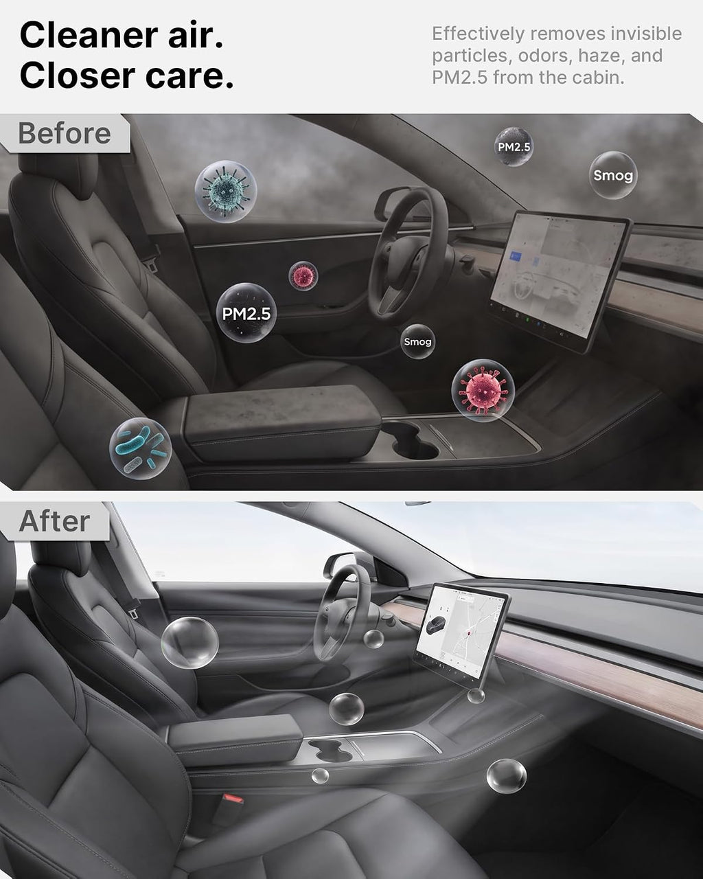 Cabin Air Filter for Tesla Model 3/Y, HEPA Activated Carbon