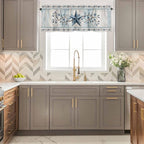 Blue Texas Star Valances for Windows, Vintage Star Berry Blue Beige Wood Grain - Image 4