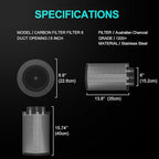 Air Carbon Filter 4 Inch, Smellines Control Removes 3X More Odors Contaminants. - Image 5