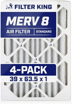Filter King 39x63.5x1 Air Filter | 4-PACK | MERV 8 HVAC Pleated A/C Furnace by FilterKing