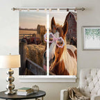 Farm Horses Living Room Curtains 84 Inch Length, Window Curtains Tab Top - Image 2