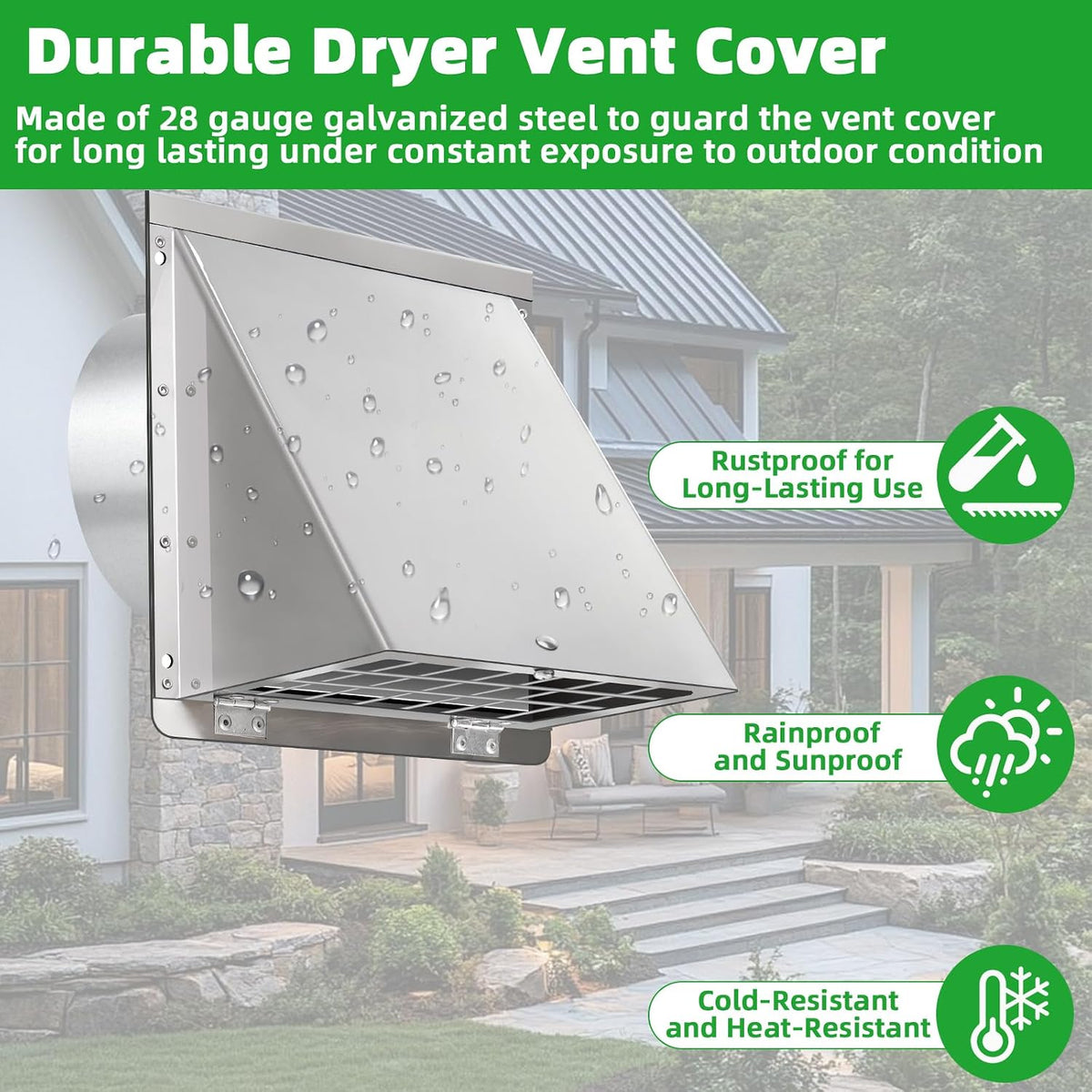 Dryer Vent Cover Outside 3 Inch with Mesh & Cushioned Flap,304