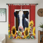 Cow Sunflowers Living Room Curtains 84 Inch Length, Window Curtains Tab Top - Image 2