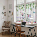 Spring Kitchen Curtains, Bicycles Botanical Leaves Rose Colorful Stripes Light - Image 6