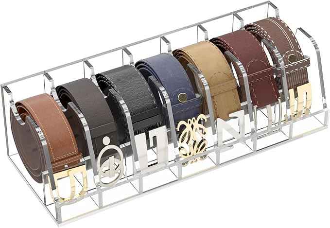 FEMELI Belt Organizer Acrylic Clear Case Storage Holder