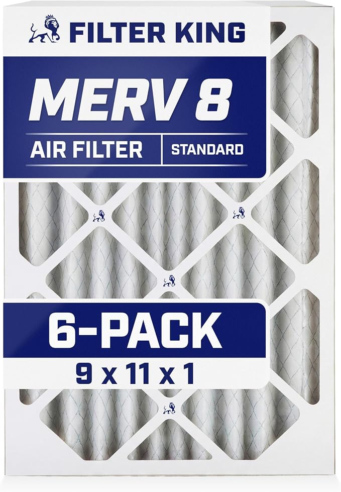 Filter King 9x11x1 Air Filter | 6-PACK | MERV 8 HVAC Pleated A/C Furnace by FilterKing
