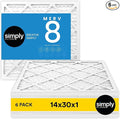Simply 14x30x1 Air Filter, Merv 8, 6 Pack, by SimplyFilters