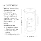 Aarke Purifier Glass Water Pitcher, Refillable Stainless Steel Filter, 8-Weeks - Image 8