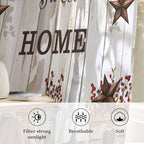 Farmhouse Sheer Curtains 63 Inch Length Retro Country Star Berry Vintage Wood - Image 2