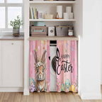 Easter Kitchen Curtains, Spring Rabbit Eggs Flowers Flags Leaves Wood Grain - Image 7